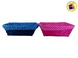 PANERA DE MIMBRE RECTANGULAR CON TELA A LUNARES V/COLORES 25X20CM (953260/9358RE-D)