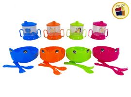 SET INFANTIL PLATO + VASO Y CUBIERTOS PLASTICOS EN BOLSA POKA  (192819/HJ-883Z/158831)