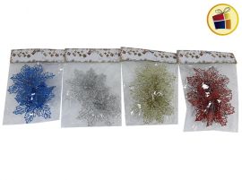 FLORES CALADAS NAVIDEÑAS CON BRILLO X2 14CM FLUSS (185-18-12/000129) 