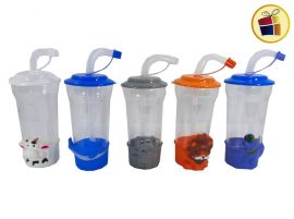 VASO ACRILICO BASE ANIMAL CON SORBETE16.5 CM EN BOLSA POKA (698956/DL-1001/610016)
