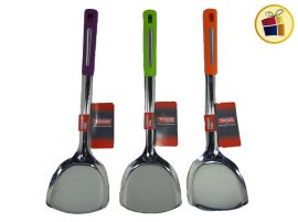 ESPATULA LISA DE ACERO MANGO PLASTICO COLOR 35CM  (947015/L119-17A-2)