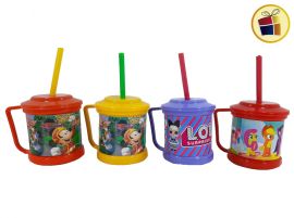 TAZA PLASTICA PERSONAJE CON SORBETE 9X10 CM EN BOLSA DEL GUERCIO (938600)