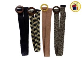 CINTO DAMA YUTE ELASTIZADO ANCHO HEBILLA MADERA Y ACRILICA TRESHER (151794)