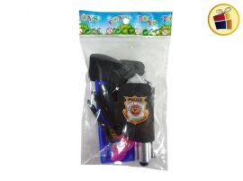 NEW21 PISTOLA POLICIA LANZA DARDOS +PLACA+FUNDA 12CM EN BOLSA PUBLILED (690047/A168/560151)