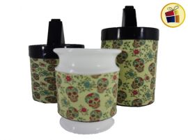 SET DE MATE PLASTICO +VERTEDOR PLASTICO FORRADO EN ECOCUERO ESTAMPADO 8 Y 11CM MATE FABI(794320/857)