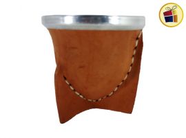 MATE BOCON  CALABAZA FORRADO CUERO VAQUETA 12.5 CM AZ MATES (0013/100634)