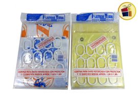 CORTINA PARA BAÑO REFORZADA CON PROTECTOR 180X180CM PERKUL (450107)