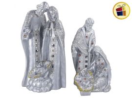 "P.C1.C2"PESEBRE YESO SAGRADA FAMILIA 35CM PINTADO CON GEMAS GRANDES (435752)