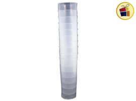 (P.C1.C2.R.)VASO TRAGO LARGO PP X10 NATURAL 280CC (69170) KOVAL PLAST