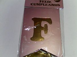 (P.ST.C1.C2.F.B.RCIA.VA.)BANDERIN FELIZ CUMPLE GOLD ROSE X1 (03348-28/04749) GOLD MUNDO 