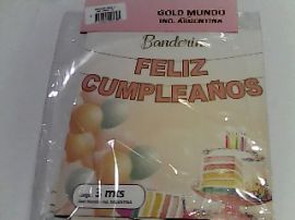 (P.ST.C1.C2.F.B.RCIA.VA.)BANDERIN FELIZ CUMPLE ROSA X1 (03348-44/05395) GOLD MUNDO 