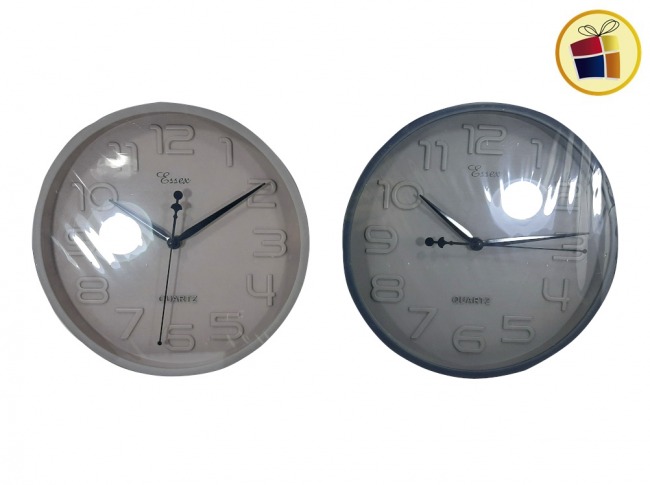RELOJ DE PARED REDONDO 30CM NUMERO CON RELIEVE MARCO CONCAVO 30CM POKA (CA4875/050325)