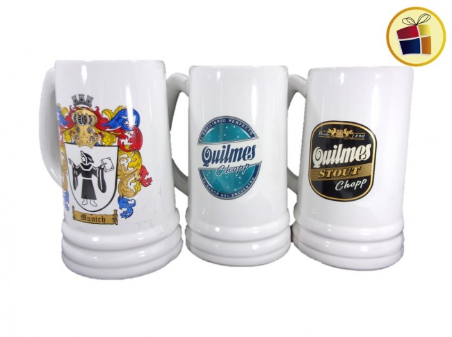 JARRO CHOPP CERVECERO 1LT CERAMICA ANILLADO  LOGO VARGAS (732/1002/004555)