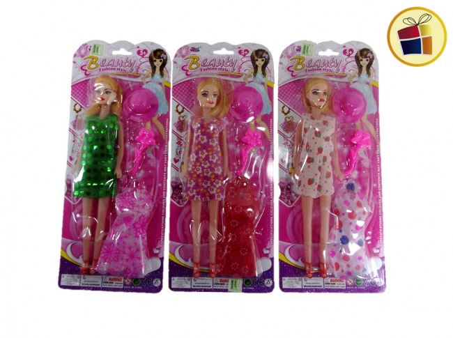 NEW MUÑECA FLACA  CON VESTIDO Y SOMBRERO EN BLISTER 27CM APROX ATHAND (041850/8808C-52)