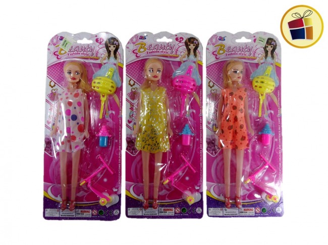 MUÑECA FLACA CON SCOOTERS Y CASCO EN BLISTER  27CM APROX. ATHAND (202303/8808C-67)