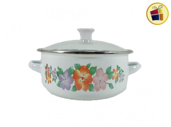 "P.R" CACEROLA ENLOZADA 18CM TAPA VIDRIO O ENLOZADA LABANIM (566988/113-08077)