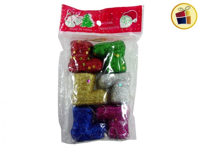 ADORNO BOTA NAVIDEÑA CON BRILLO X6 FLUSS (611537/161-15-30 )