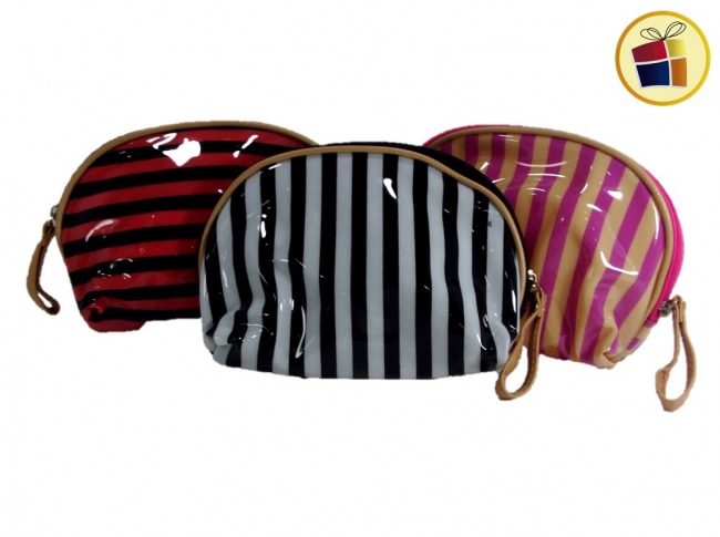 (OFERTA FINAL)PORTA COSMETICO OVAL RIGIDO RAYADO CH (071742)