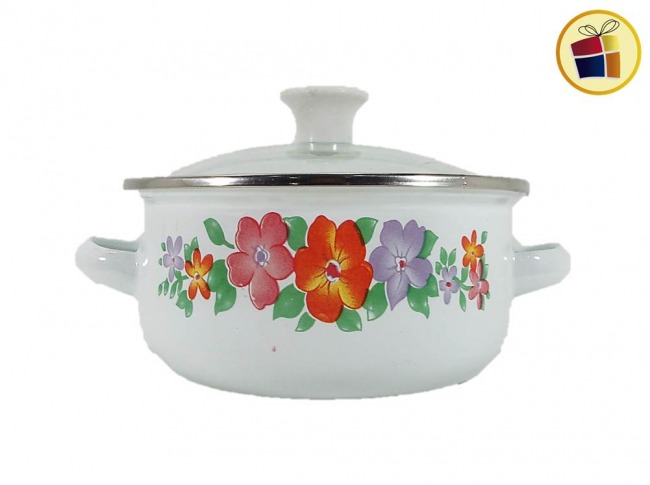 CACEROLA ENLOZADA 16CM TAPA VIDRIO O ENLOZADA  LABANIM (560782/113-08077)