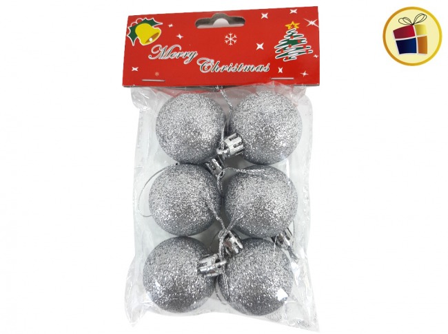 GLOBO N°4 X6 PLATA CON BRILLO NAVIDEÑO FLUSS (BX-0023/700237)