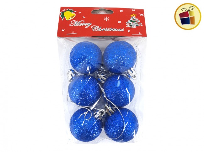 GLOBO N°4 X6 AZUL CON BRILLO NAVIDEÑO FLUSS (BX-0024/700244)