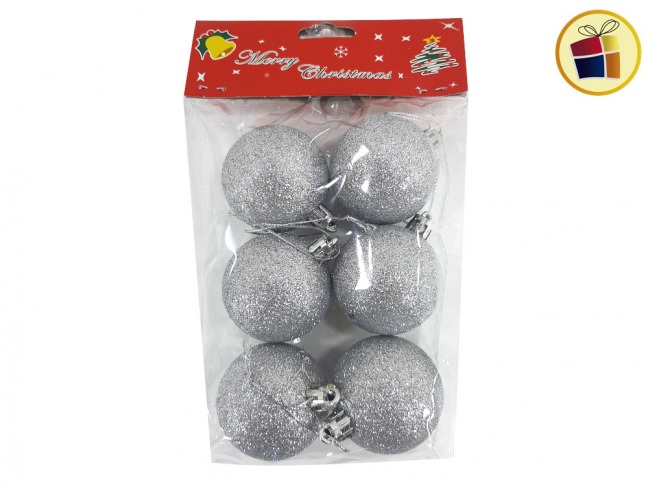 "P.C1.C2"GLOBO N° 5 X6 PLATA CON BRILLO NAVIDEÑO FLUSS (BX-0027/700275)
