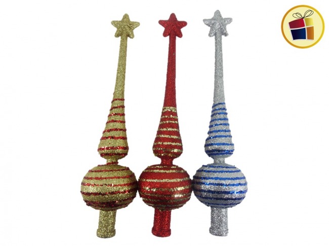 PUNTAL 28CM BRILLOSO DECORADO PUNTA ESTRELLA POKA (NS187382/873824)