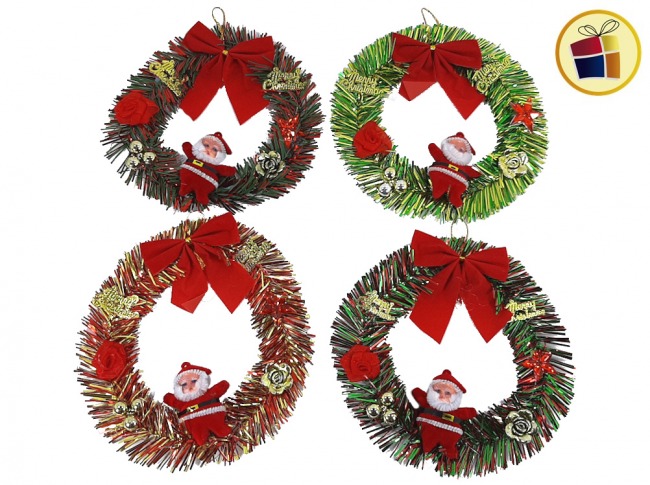 ADORNO CORONA PUERTA PAPA NOEL MOÑO  17CM FLUSS (185-19-18/880074)