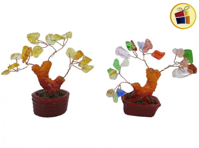 "DTO30%P" ADORNO ARBOL DE LA VIDA C/PIEDRAS EN MACETA 9CM (125424)