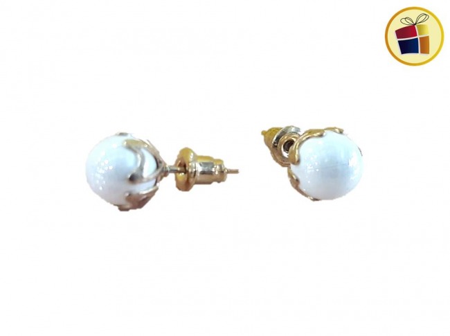 ARO PERLA BLANCO NACAR CON SUJETADOR (CV) (589073)