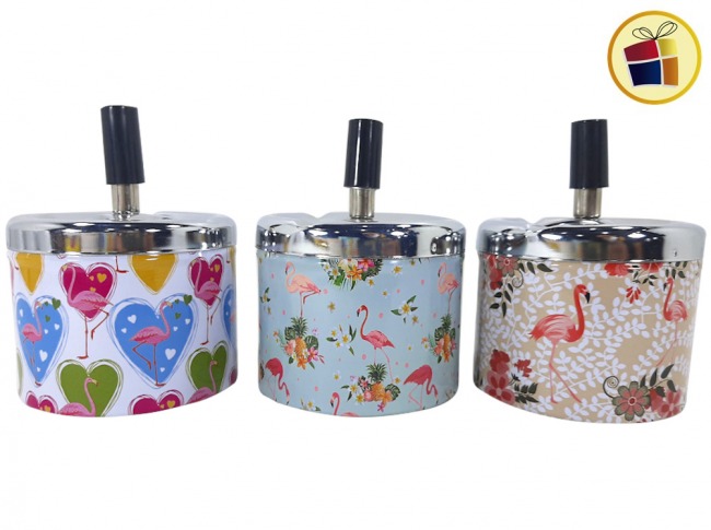 CENICERO METAL DECORADO BOTON AUTOMATICO (408118/DL1549/053227)