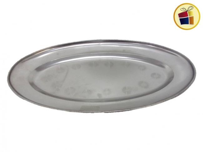 (30/20%) BANDEJA DE ACERO OVAL CIRCULOS 34X21CM (054958/DL0117)