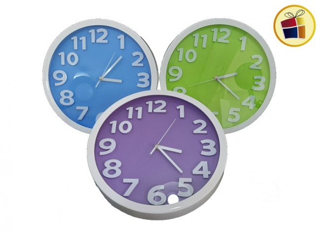 RELOJ DE PARED REDONDO 30 CM NUMEROS CON RELIEVE POKA (NS257589/CA4958/575897)