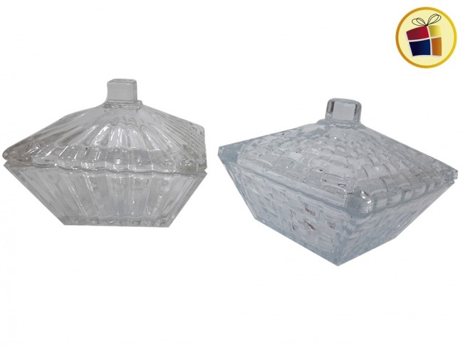 CARAMELERA VIDRIO CUADRADA TALLADA 12CM LABANIM (AD105-14/10514/105147/10513)