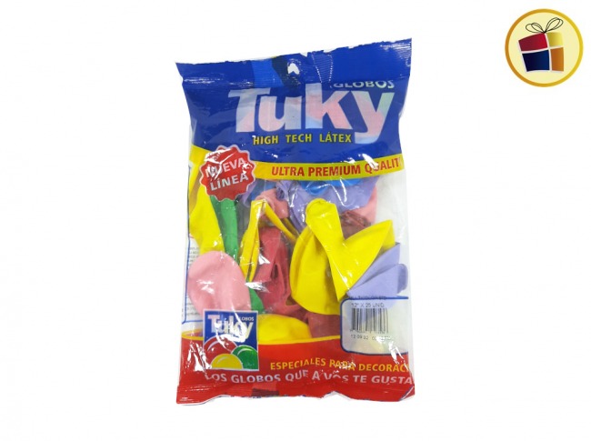 (P.VA.)GLOBO TUKY MULTICOLOR 12" X25UND (010353/80004/03536) DERPOL TUKY