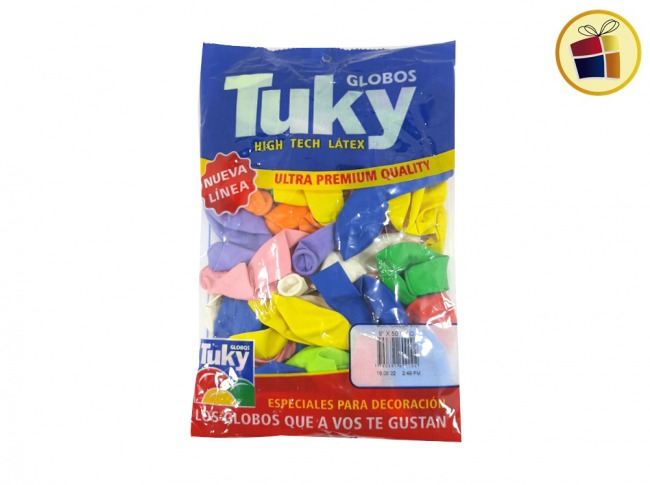 (P.VA.)GLOBO TUKY MULTICOLOR 9" X50 UND (00004) DERPOL TUKY