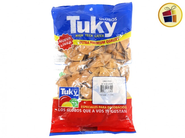 (P.VA.)GLOBO TUKY ORO 9" X50 UND (000472/6064/06402) DERPOL TUKY