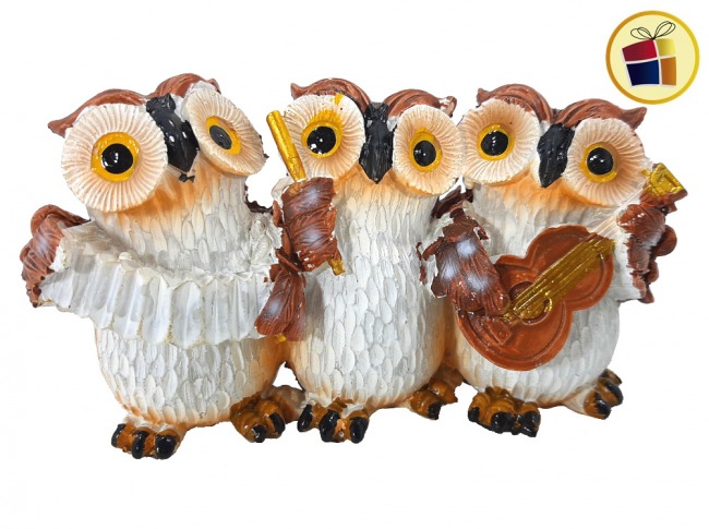 ADORNO BUHOS MUSICOS POLIRRESINA 8CM NICO (6956-5/072173)