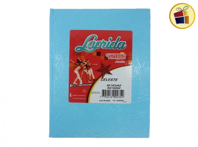 CUADERNO X50 HJS RAYADAS T/C ARAÑA CELESTE LAPRIDA (002352/613022)