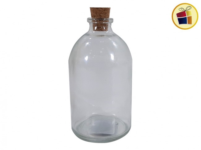 SOUVENIR FRASCO VIDRIO CON TAPA CORCHO 100ML (61490) MEGAENVASES