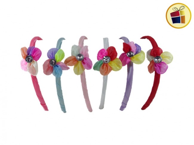 (OFERTA FINAL)VINCHA FORRADA FLOR MULTICOLOR CON STRASS (CV) (139376)