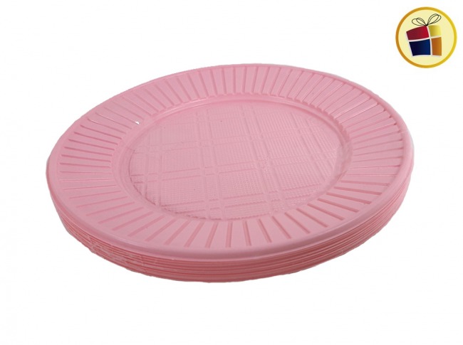 (P.G.R.C1.C2.F.B.RCIA)PLATO 17 ROSA PASTEL X10 CHICO (56059) PLASTICO SAN ANDRES