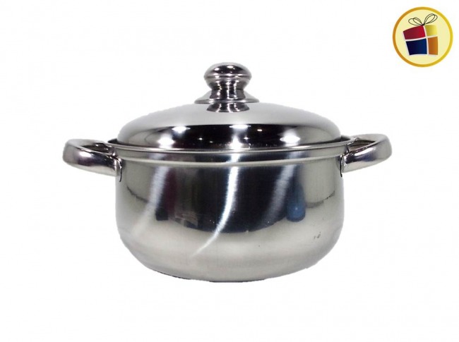 CACEROLA DE ACERO C/ TAPA DE ACERO 22 X 10 CM (779821)