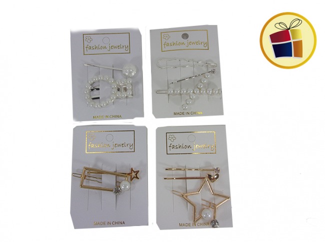 SET HEBILLA + INVISIBLE CON PERLA Y STRASS (41331)