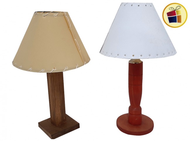 VELADOR DE MADERA REDONDO Y CUADRADO  CON PANTALLA MAGNINO (169070)