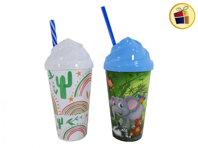 VASO PLASTICO CON TAPA HELADO INFANTIL 400CC DIAWARA (4795/072688)