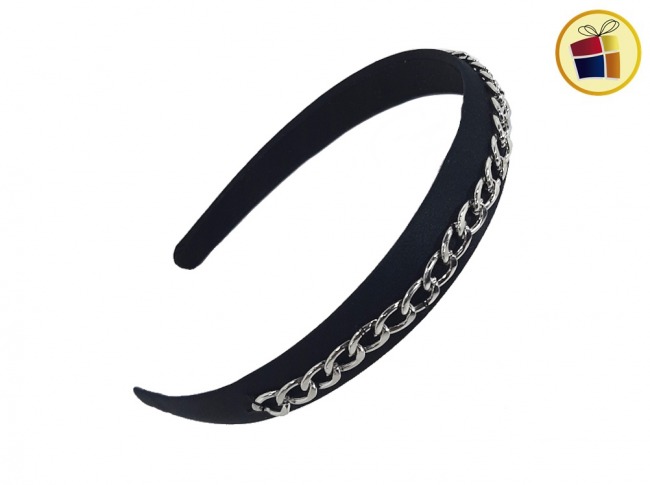 VINCHA FORRADA CON CADENA PLATEADA (84480/1239)