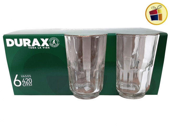 "P.R"VASO VIDRIO GENESIS X6 410CC DURAX (D213/412923)