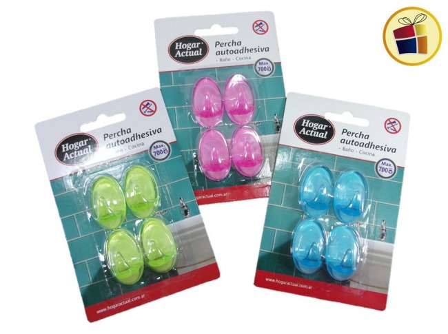 PERCHERO AUTOADHESIVO X4 ACRILICO COLOR HOGAR ACTUAL (142181/421818)