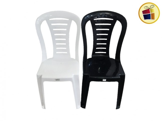 SILLA PLASTICA REINA BLANCA/NEGRA SIN APOYA BRAZOS QUALITY (040135/40227)
